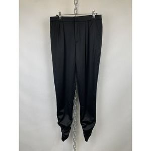 NEW Alice + Olivia Black Wool‎ Ruched Tapered Trousers Size 6